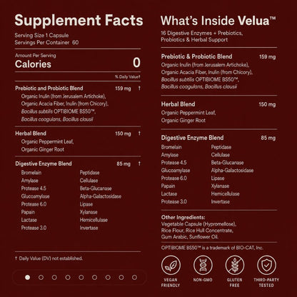 Velua 16-Enzyme Digestive Support – Say Goodbye to Bloating, Gas & Heavy Fullness